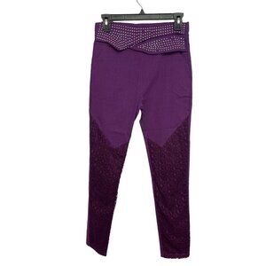 Womens Fancy/Show Pants L/XL Pull-On Skinny Ankle Rhinestones Lace Onlay Pockets